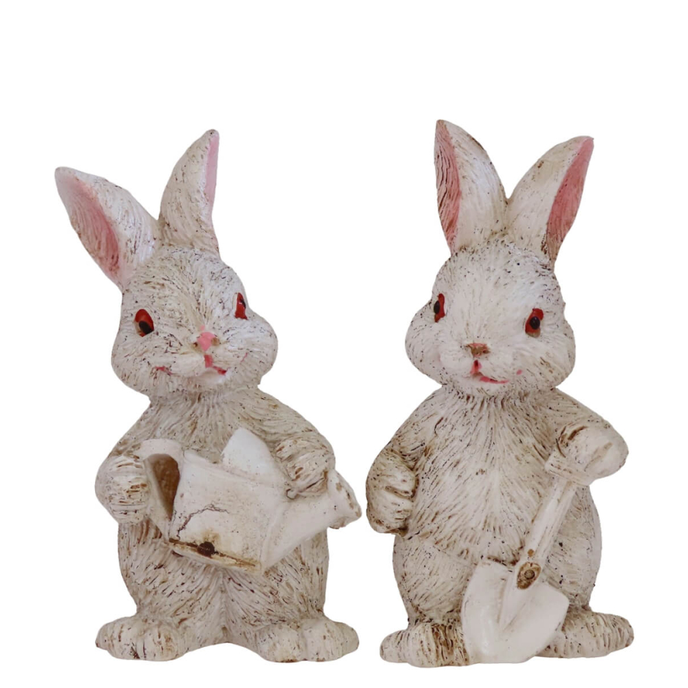Miniatuur Cottage Haasjes - Chalky White - Set van 2