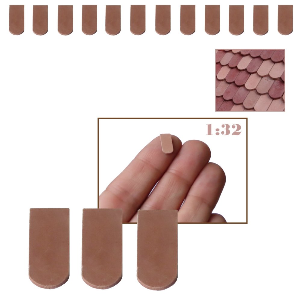 Miniatuur Dakpannen Beverstaart Middelrood - 1:32 - - Keramiek -