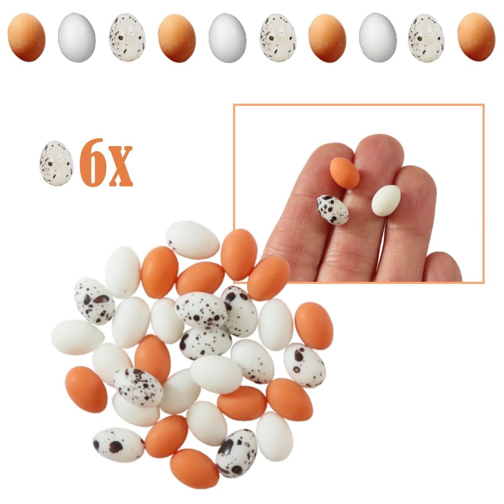Miniatuur Eitjes Gemengd - Set van 6