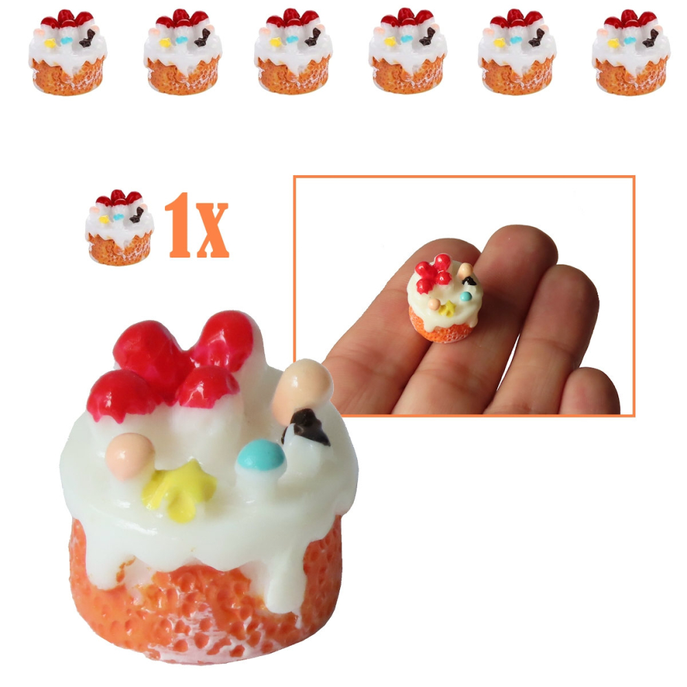 Miniatuur Gebakje Wit Glazuur - - Resin -