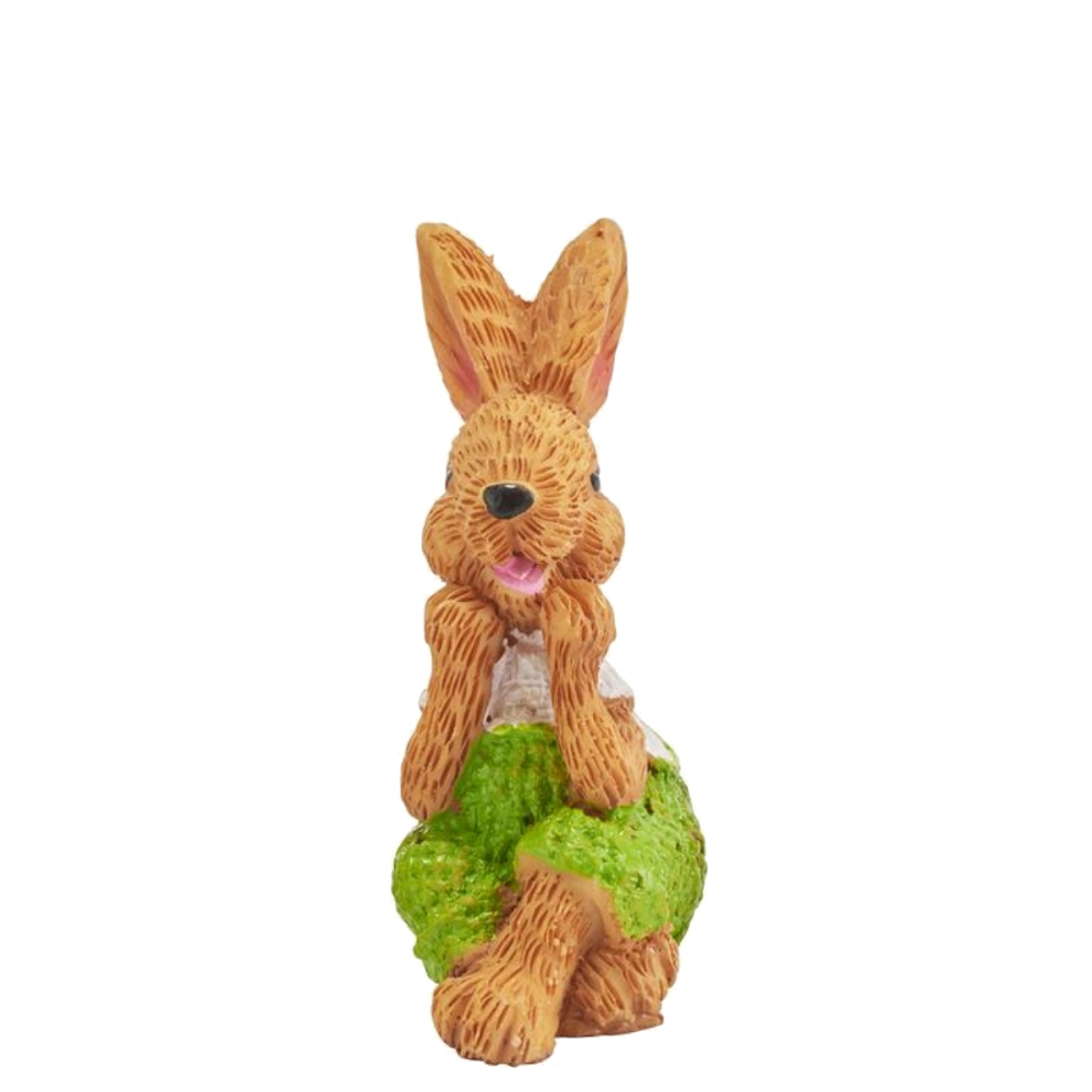 Miniatuur Haasje met Groene Broek - 4.3cm - - Polyresin -
