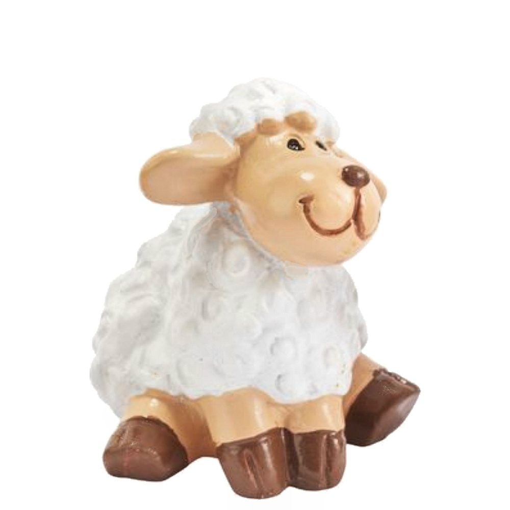 Miniatuur Lammetje Zittend - 3.7cm - - Polyresin -