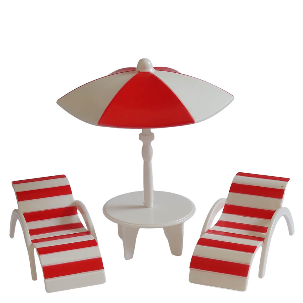 Miniatuur Ligstoelen Loungeset - Rood - Set van 3