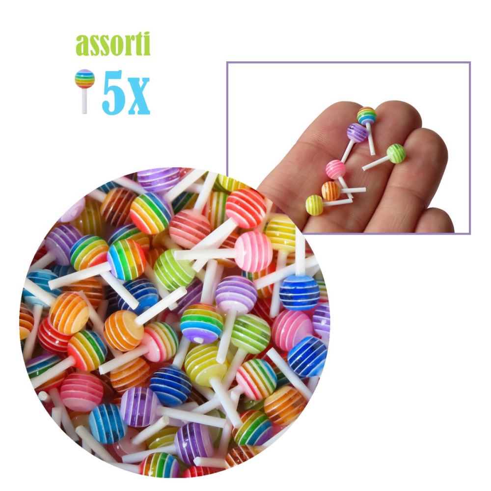 Miniatuur Lolly Gestreept - Set van 5 - Assorti -   - Hars -