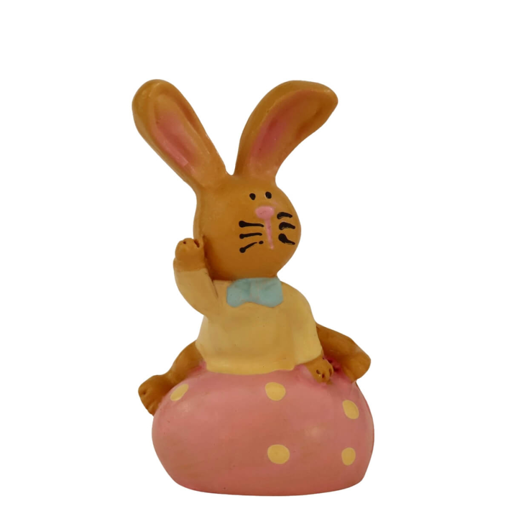 Miniatuur Paashaas op Roze Ei met Stippen