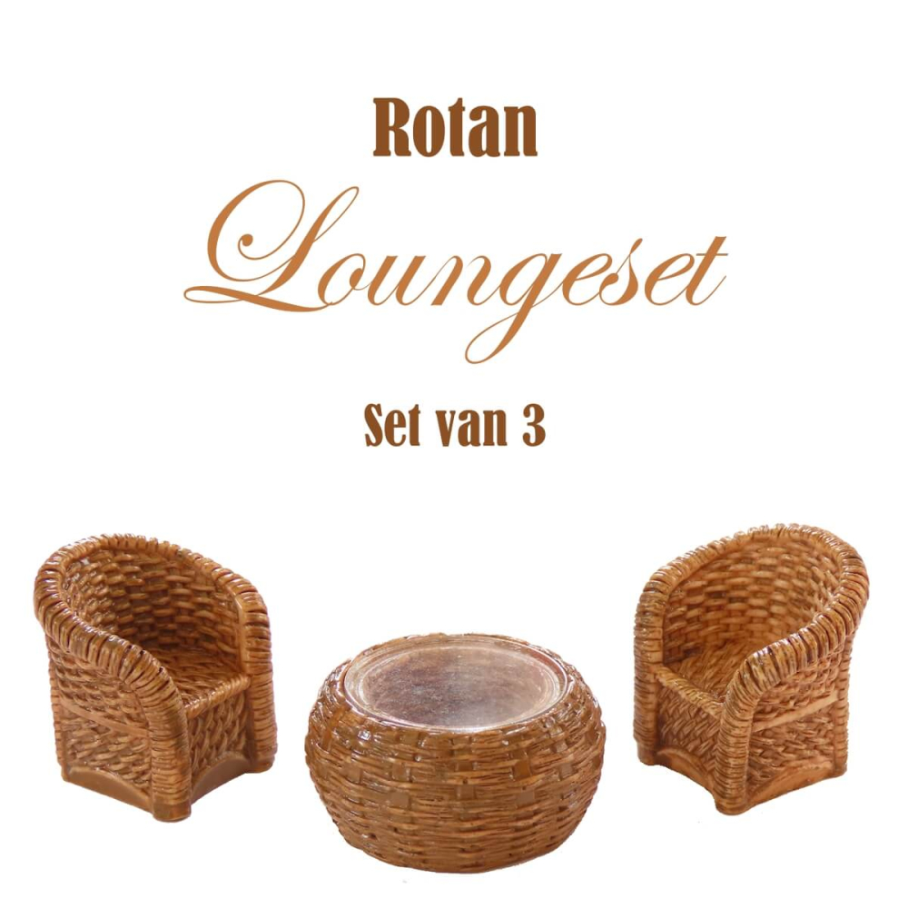 Miniatuur Rotan Loungeset - Set van 3