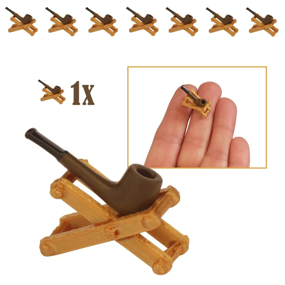 Miniatuur Tabakspijp met Standaard - Set van 2