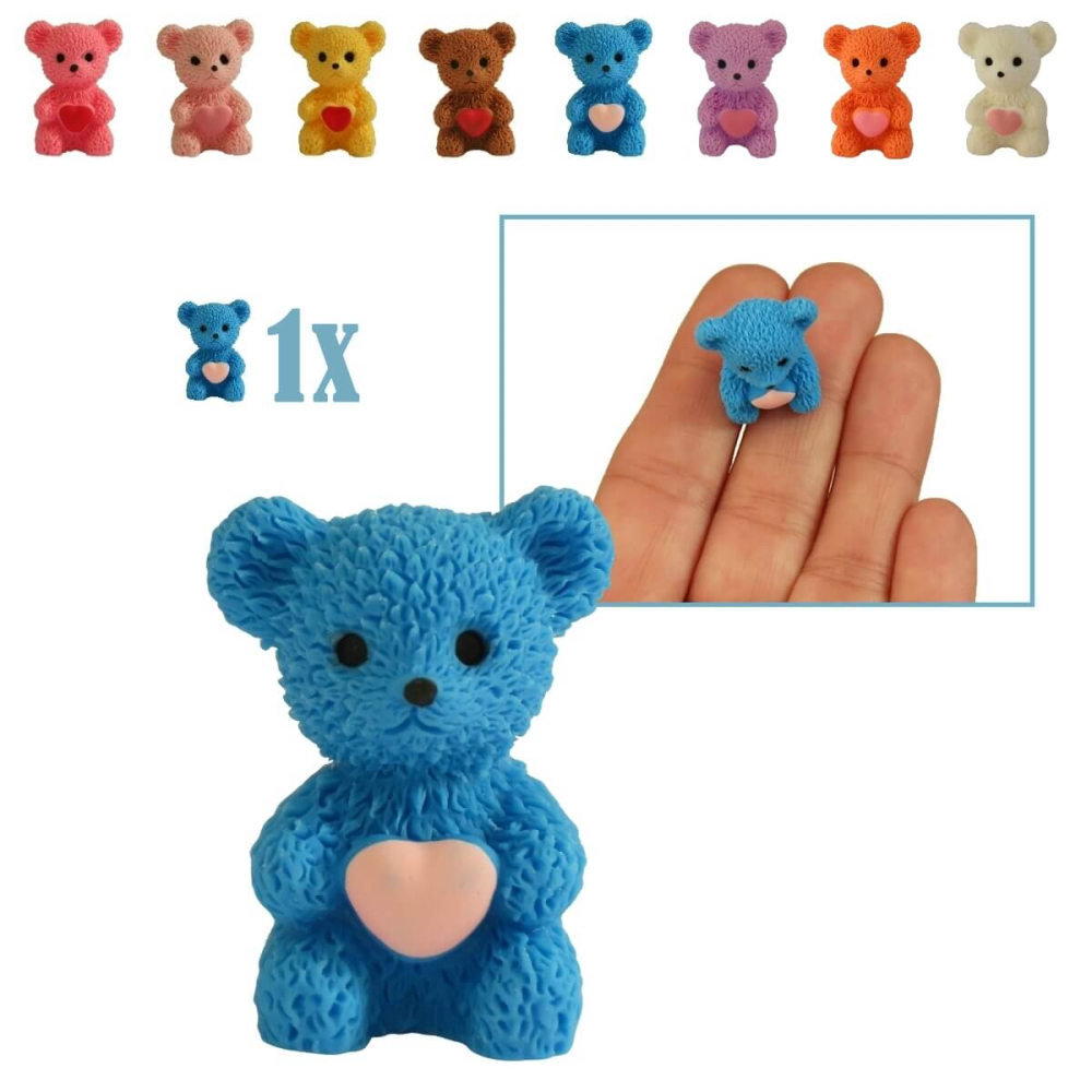 Miniatuur Teddybeer met Hart - Blauw - 2.5 cm