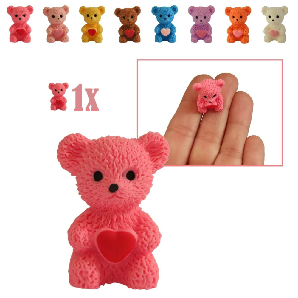 Miniatuur Teddybeer met Hart - Roze - 2.5 cm