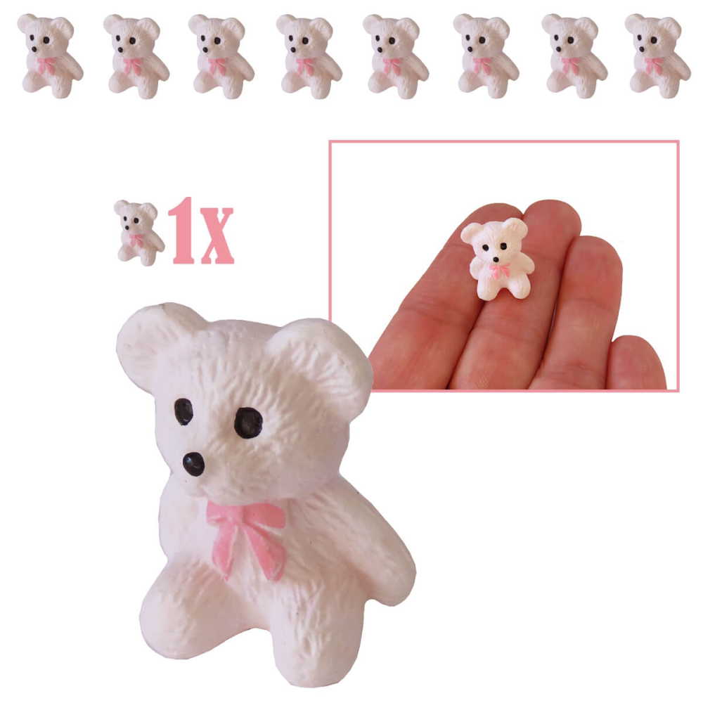 Miniatuur Teddybeertje - Wit - 1.9 cm