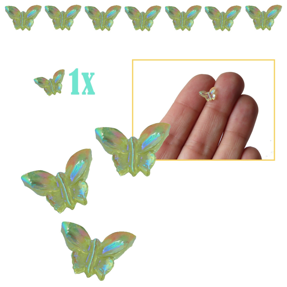 Miniatuur Vlinder Holografisch Geel - - Hars -