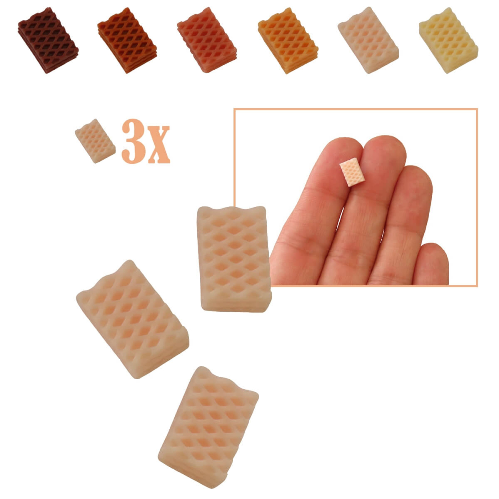 Miniatuur Wafel Lichtroze - Set van 3