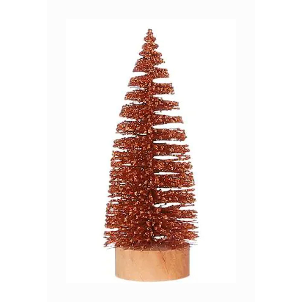 Oranje Glitter Kerstboompje 15 cm - House of Seasons - - - 8718861976229