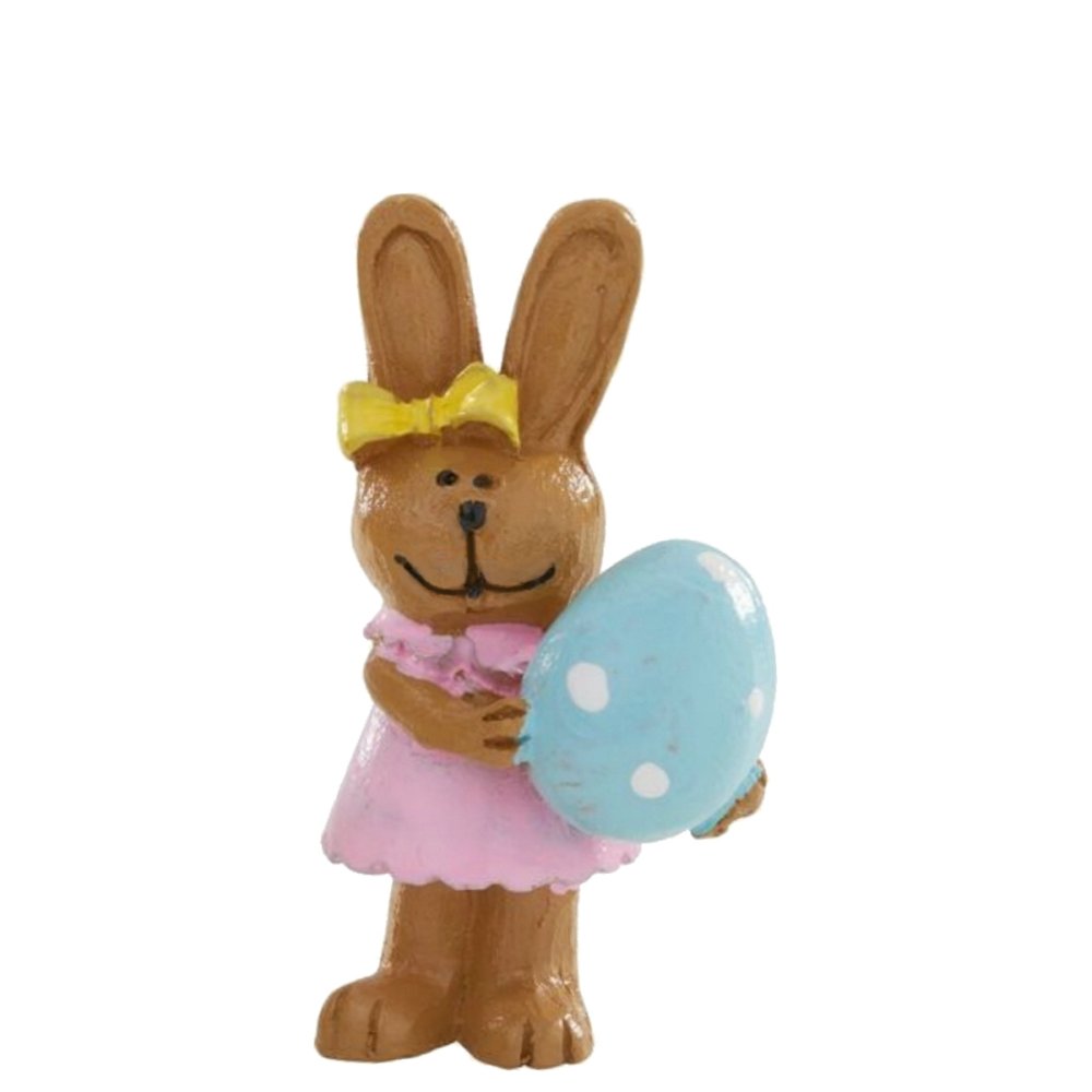 Paashaas met Blauw Ei - 5.5 cm - - Polyresin -