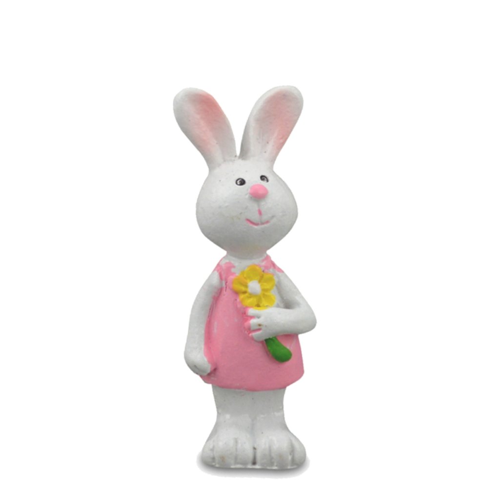 Paashaas met Geel Bloempje - 5.9 cm - - Polyresin -
