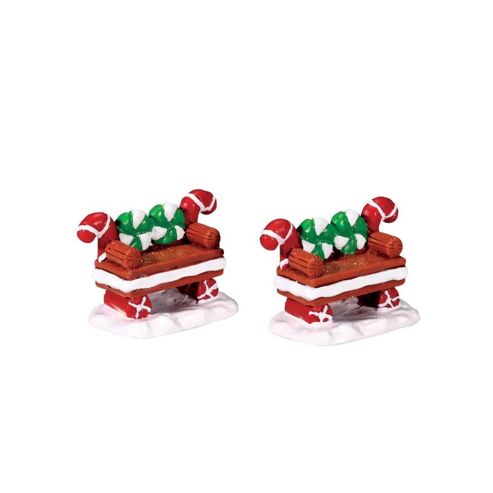 Lemax - Peppermint Cookie Bench - Set van 2 -   - Polyresin -  0728162448125