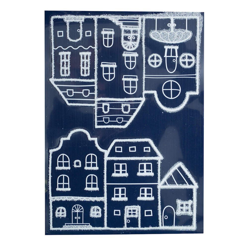 Raamstickers Besneeuwde Huizen - - - 8712953301258