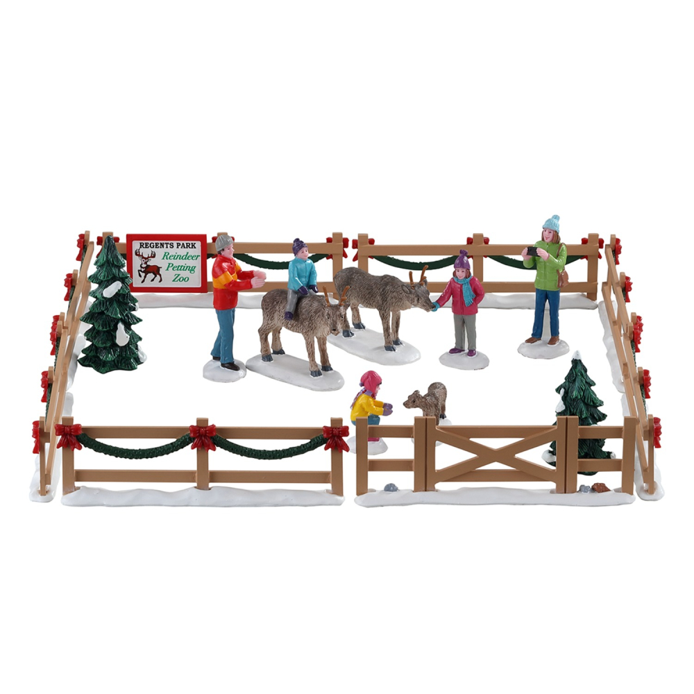 Lemax - Reindeer Petting Zoo - Set van 17 - Nu Voorverkoop - - Polyresin - 0728162934345