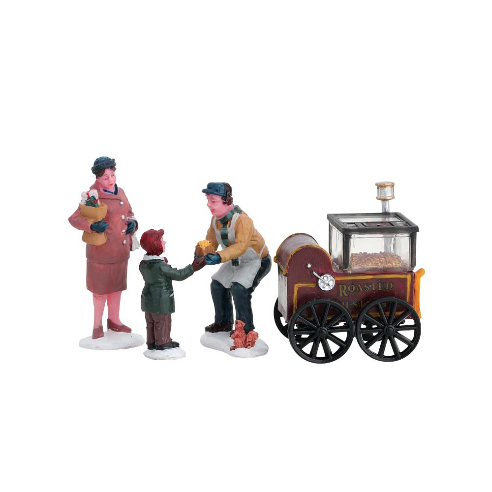 Lemax - Roasted Chestnuts Stand - Set van 4 - - Polyresin - 0728162923318