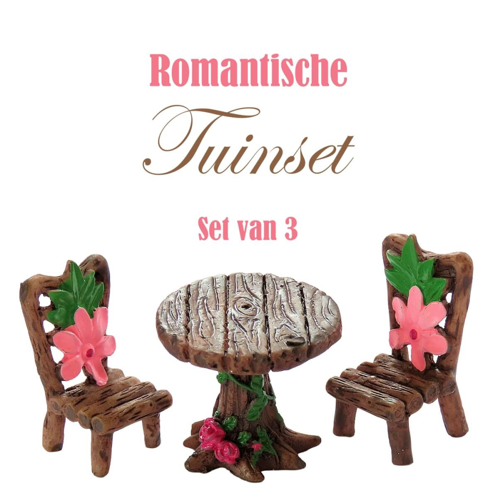 Romantische Miniatuur Tuinset - Set van 3