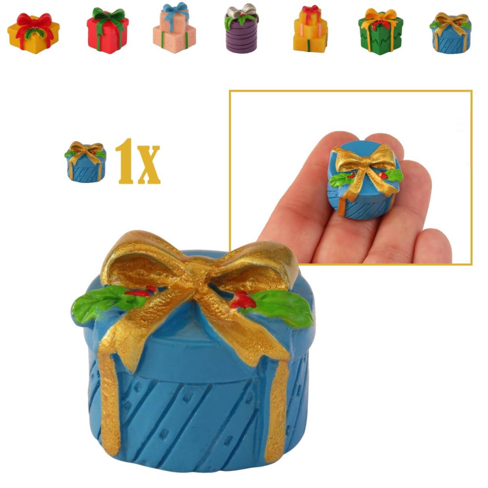 Rond Miniatuur Kerstcadeau Blauw