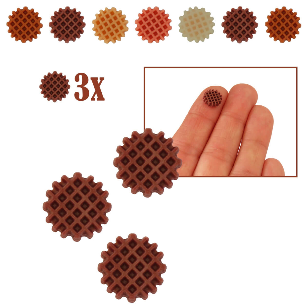 Ronde Miniatuur Wafel Donkerbruin - Set van 3