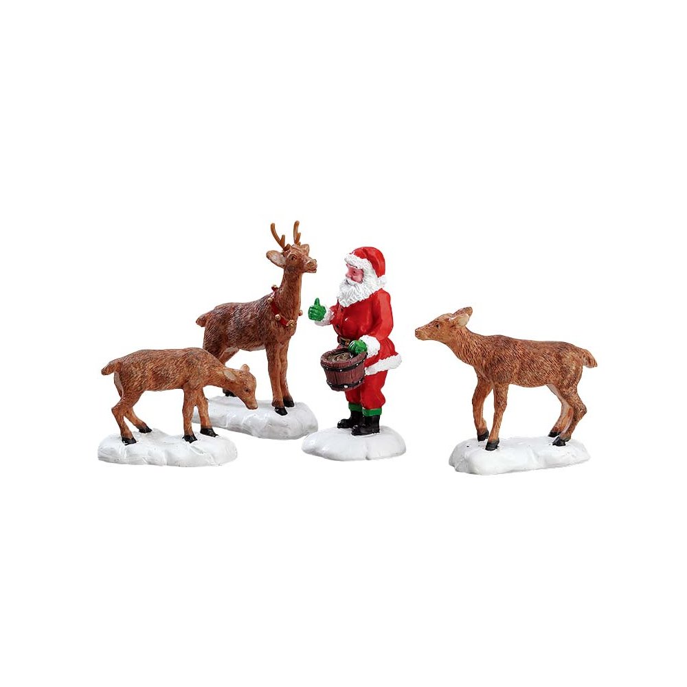 Lemax - Santa Feeds Reindeer - Set van 4 - - Polyresin - 0728162521460