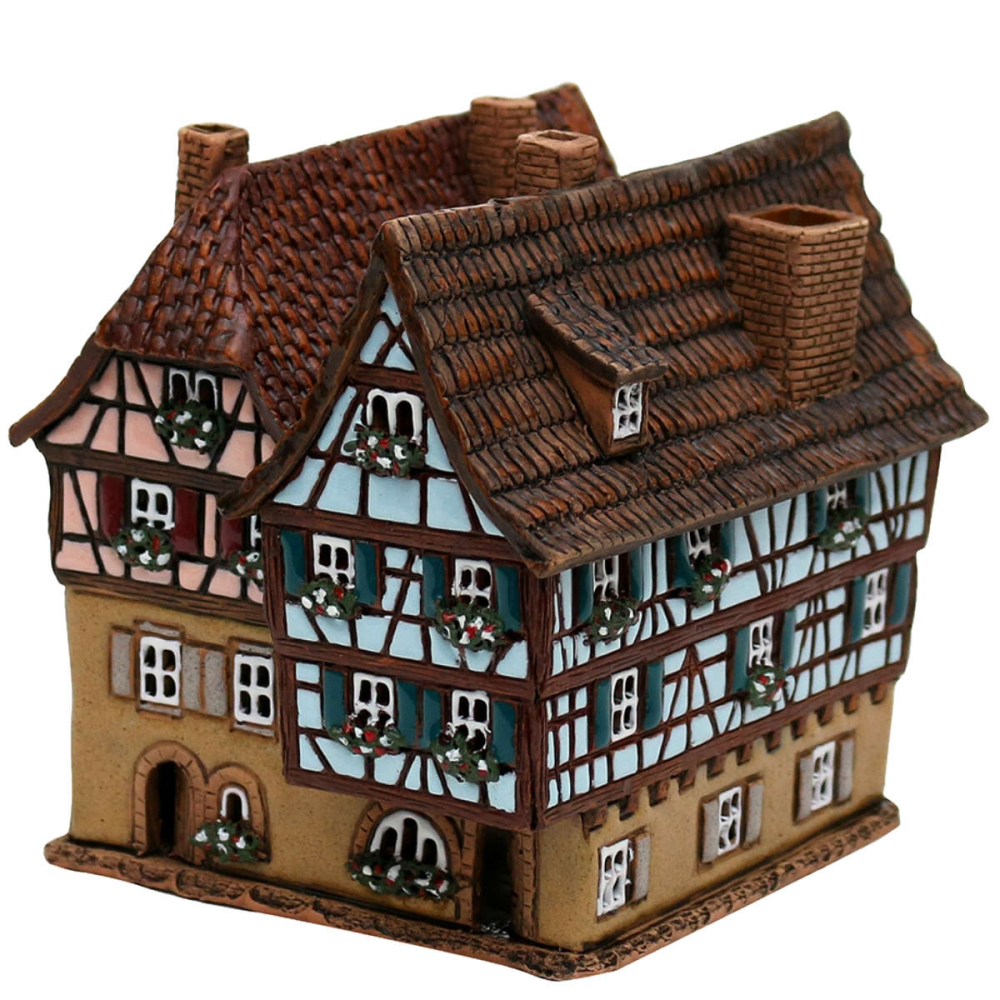Sigro - Keramiek Vakwerkhuis Pink & Blue - - Keramiek -