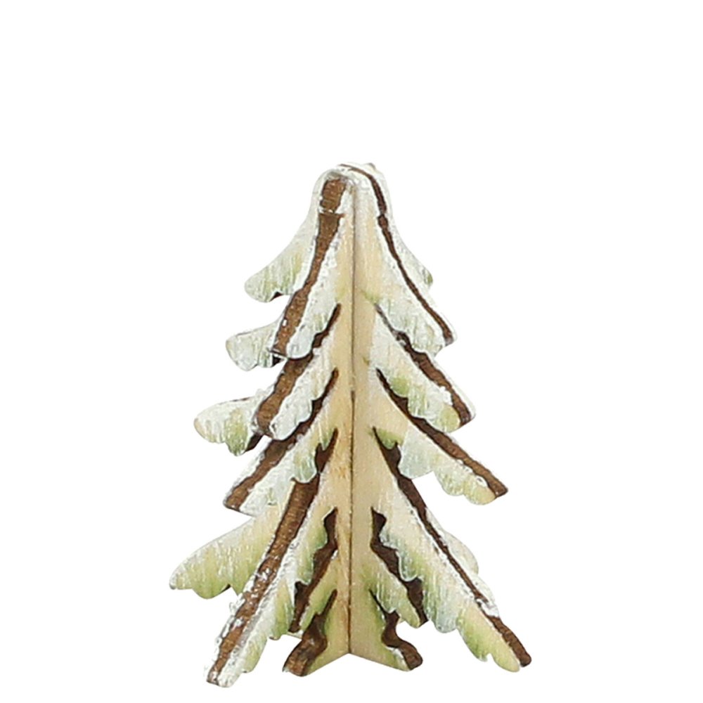 Sigro - Kleine Houten Dennenboom Sneeuw 5 cm - - Hout -