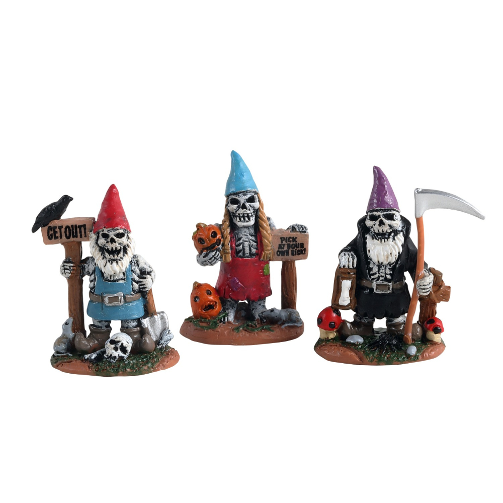 Spooky Town - Skeleton Garden Gnomes - Set van 3 - - Polyresin - 0728162148322
