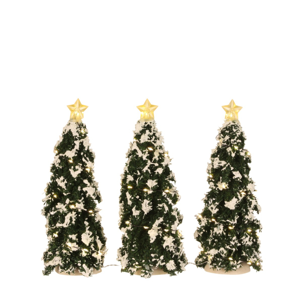 Luville - Snowy Conifer with Lights - Set van 3 - - Kunststof - 8718861653212