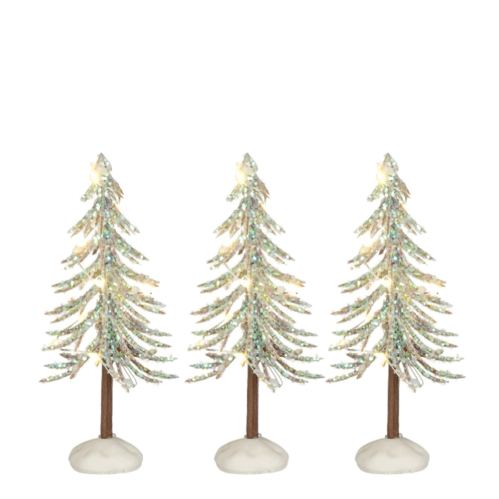 Luville - Snowy Tree White Lighted - Set of 3 - - Kunststof - 8720967769377