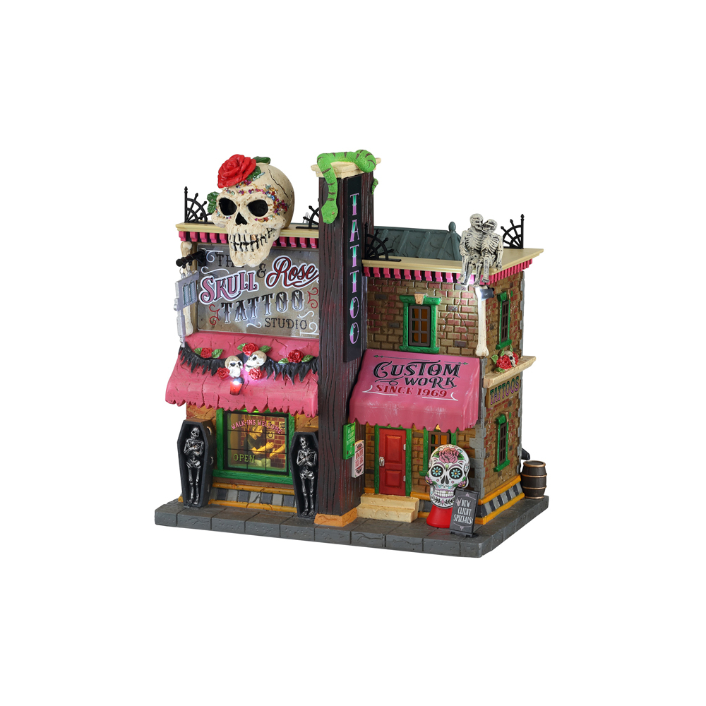Spooky Town - The Skull and Rose Tattoo Studio - - Polyresin - 0728162157515