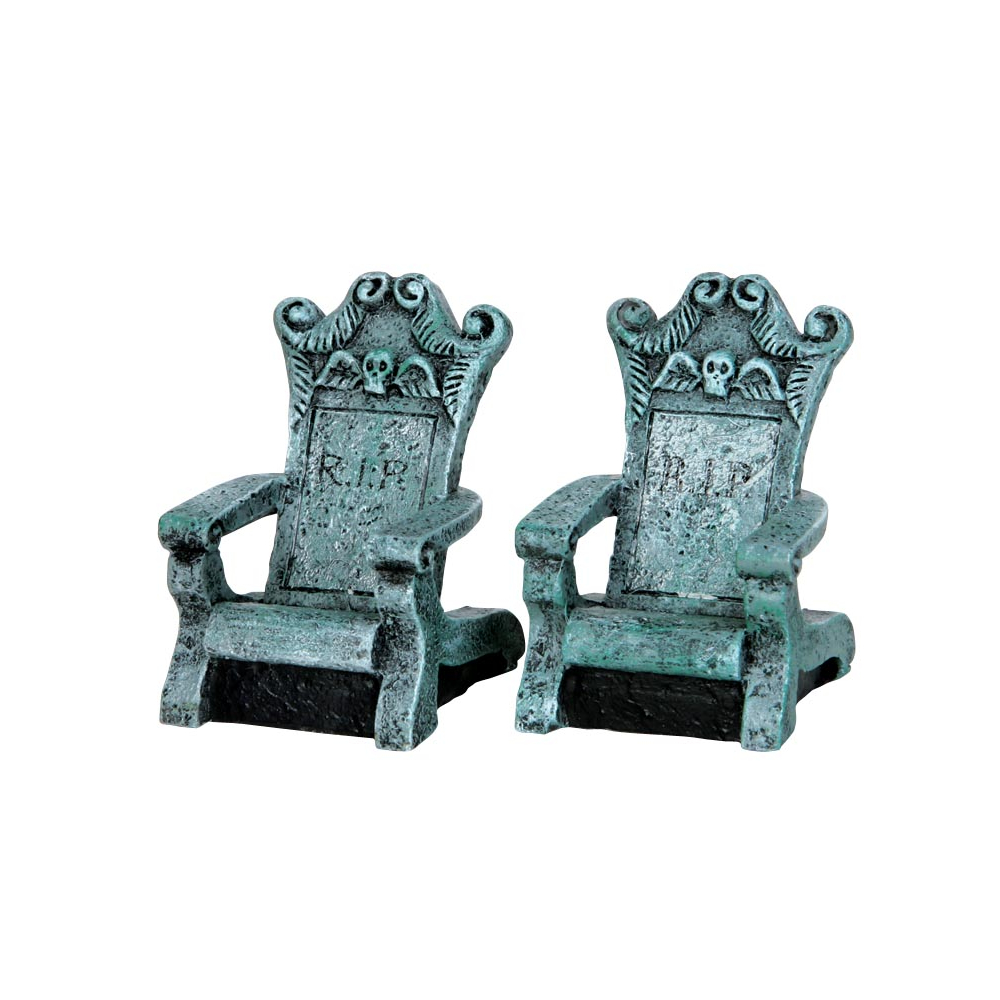 Spooky Town - Tombstone Chairs - Set van 2 - - Polyresin - 0728162346155