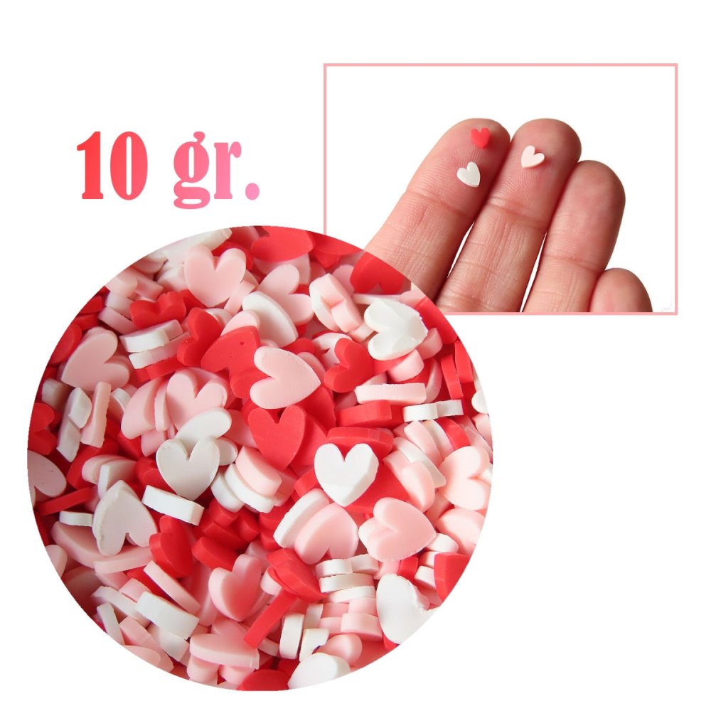 Valentijn Strooisel Hartjes - 10 Gram - - Polymeer klei -
