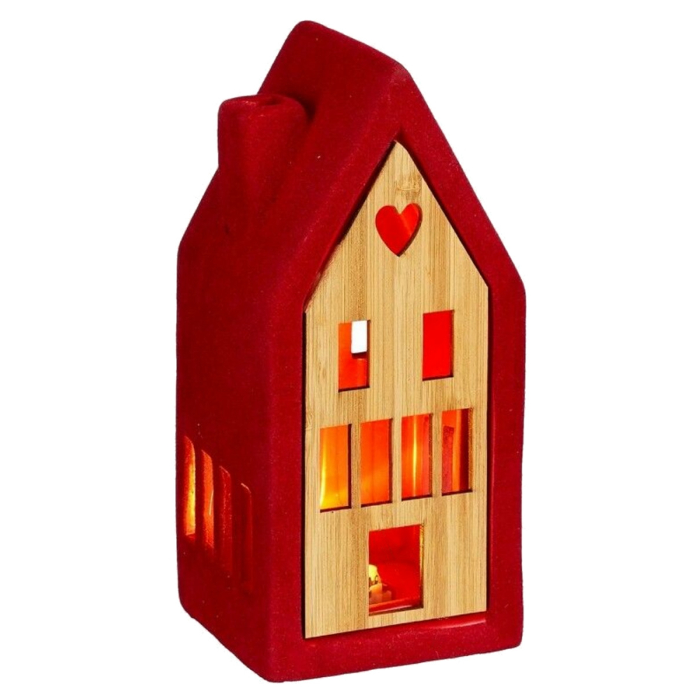 Verlicht Huis Rood Keramiek - House of Seasons - - Keramiek - 8720362650072