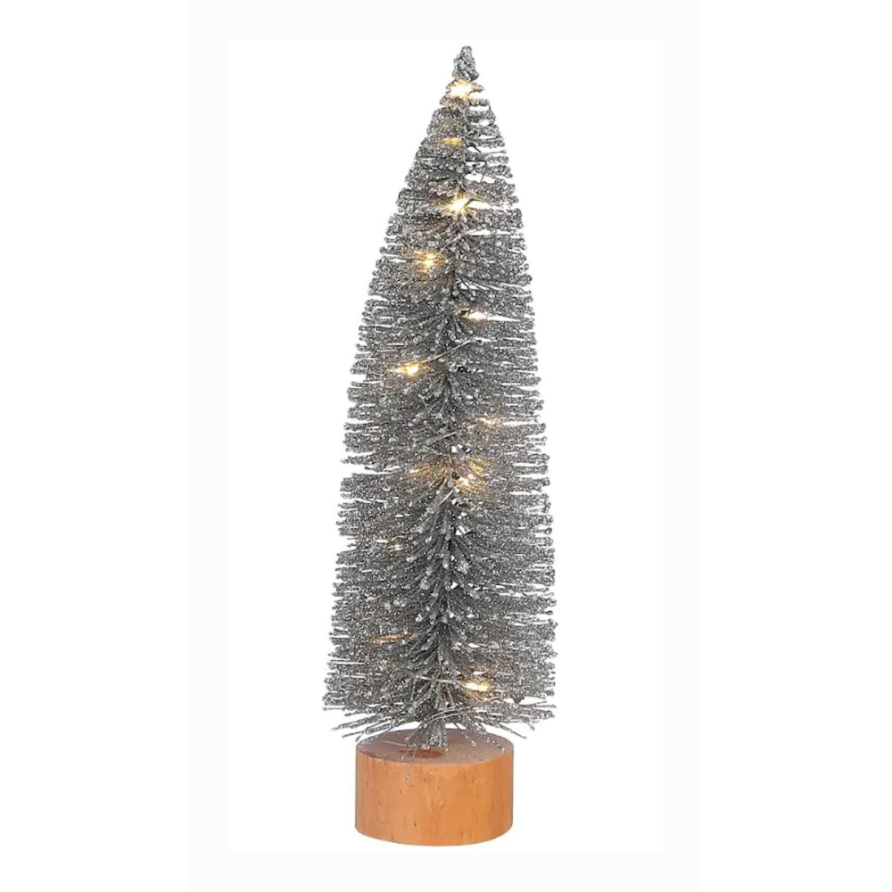 Verlichte Glitter Boom Zilver 25 cm - House of Seasons - - - 8720362020479