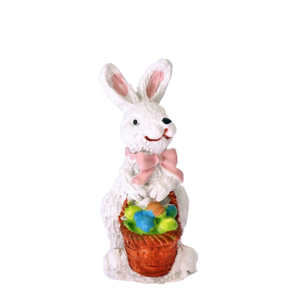 Witte Miniatuur Paashaas met Paasmandje