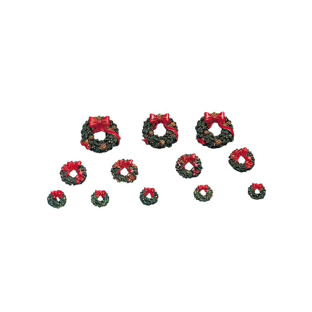 Lemax - Wreaths With Red Bow -Set van 12 - - Polyresin - 0728162349576