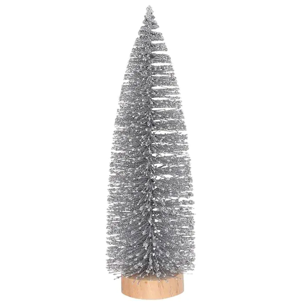 Zilver Glitter Kerstboompje 15 cm - House of Seasons - - - 8718861976120