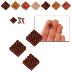 Vierkante Miniatuur Wafel Donkerbruin - Set van 3
