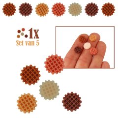Ronde Miniatuur Wafel - Set van 5