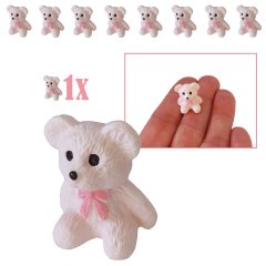 Miniatuur Teddybeertje - Wit - 1.9cm