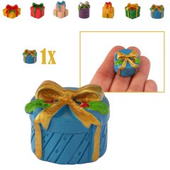Rond Miniatuur Kerstcadeau Blauw - 2.2cm