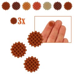 Ronde Miniatuur Wafel Bruin - Set van 3