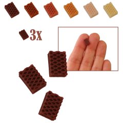 Miniatuur Wafel Donkerbruin - Set van 3