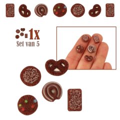 Miniatuur Chocoladekoekjes - Set van 5