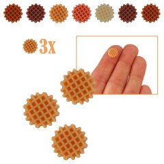 Ronde Miniatuur Wafel Lichtbruin - Set van 3
