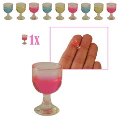 Miniatuur Glaasje met Roze Drank - 1.5cm