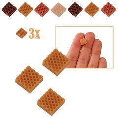 Vierkante Miniatuur Wafel Lichtbruin - Set van 3